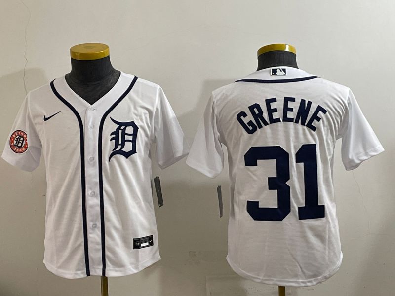 Youth 2025 Detroit Tigers 31 Greene White Game Nike MLB Jersey style 4